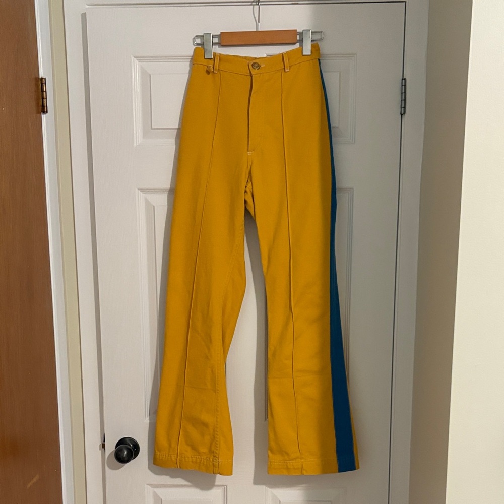 Big Bud Press Yellow Cavalry western pants with blue stripe XS